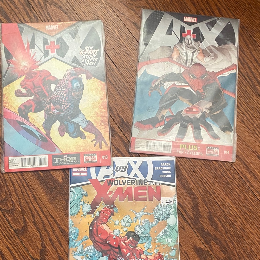 Marvel AVX Comic Trio with Red and Blue Covers